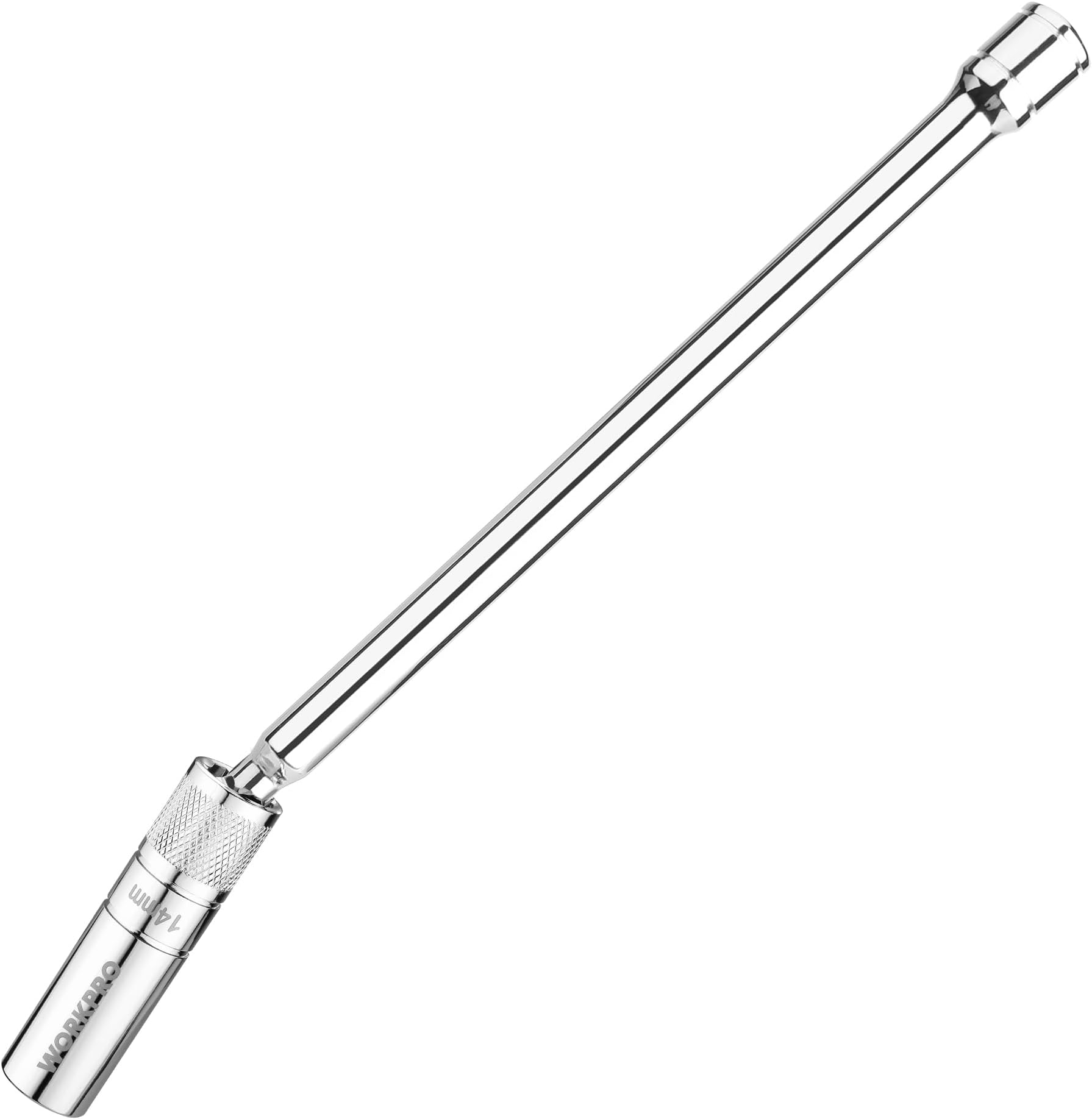 14 mm Magnetic Spark Plug Socket, 12-Point Universal Joint Swivel Thin Wall Spark Plug Removal Tool, 3/8" Drive x 300 mm Extended Flexible Spark Plug Wrench for Car and Motorcycle Repair