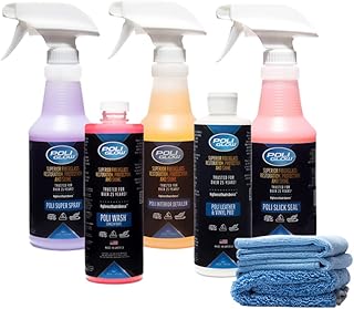 Poli Glow New Boat and RV Detailing Kit- Professional Grade, Poli Wash 16oz, Poli Interior Detailier 16oz, Poli Slick Seal 16oz, Poli Super Spray 16oz, Poli Leather & Vinyl Pro 16oz, Microfiber Towels