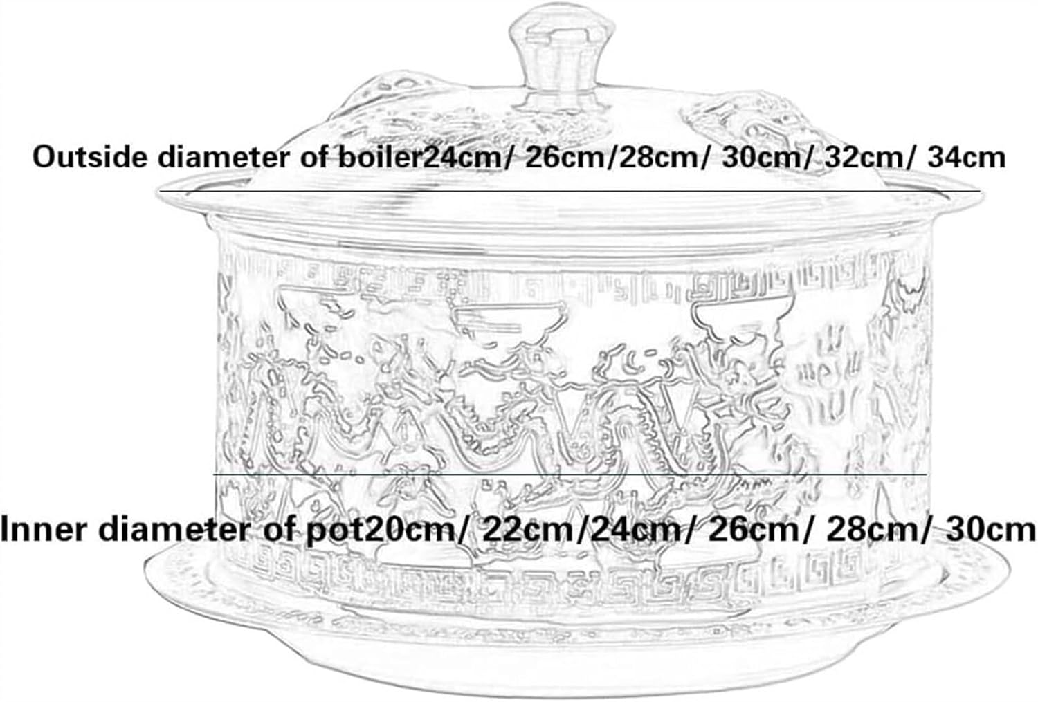 Vintage Copper Hot Pot, Alcohol Heated Shabu Cooker, Family Dinner & Outdoor Use, Pure Copper Chafing Dish(38cm) (Brass 24cm)
