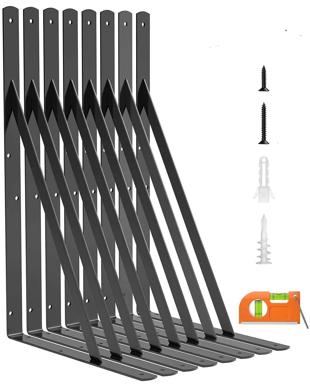 Heavy Duty 18 Inch Shelf Brackets Metal L-Shaped Wall Mount Supports with Screws and Anchors Industrial Style Storage Solution for Living Room (Pack of 8)-image-47