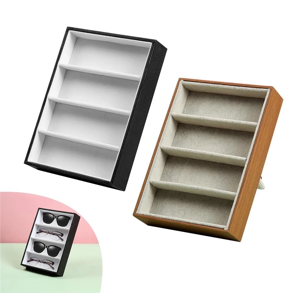 Porte-lunettes 4 fentes organisateur étui bijoux montres lunettes de soleil lunettes de soleil montrer plateau lunettes vitrine lunettes de soleil support de rangement support(Noir)