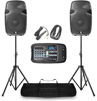 VONYX PSS302 PA System Package with 10-Inch Speakers, Mixer, Microphones