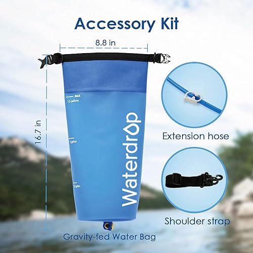 Miniatura 4 de Waterdrop Bolsa de agua de gravedad para camping, viajes, mochileros, senderismo y emergencia, compatible con filtro de agua, flexible plegable,