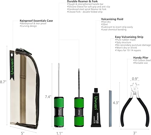 Miniatura 2 de Kit de reparación permanente de neumáticos para reparar autos planos de automóviles, motocicletas, todoterreno, tractores, remolques, SUV,