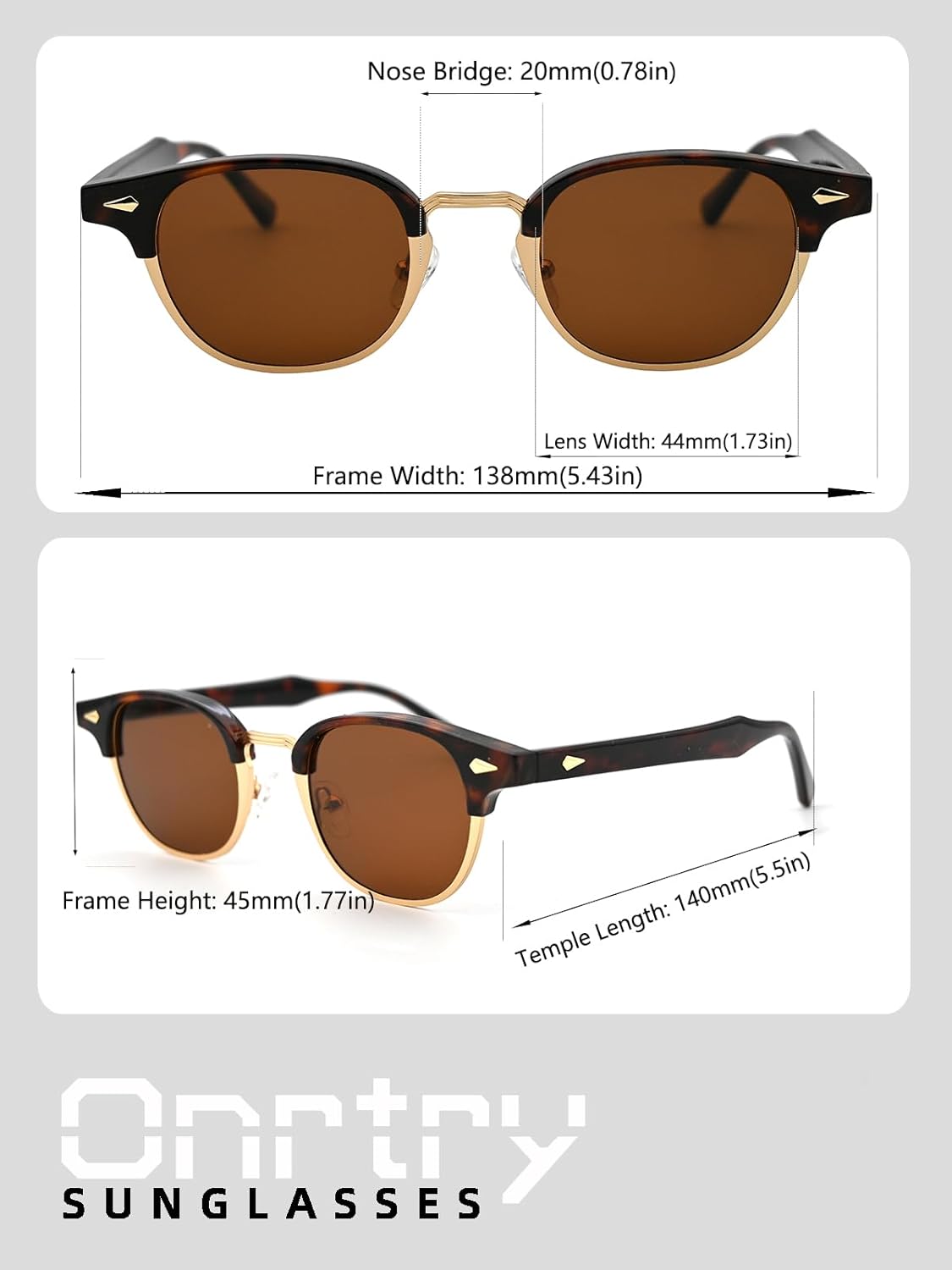 Onrtry Classic Polarized Sunglasses for Men Women Semi-Rimless Frame Sun Glasses Fashion Retro Designer Shades - Image 6