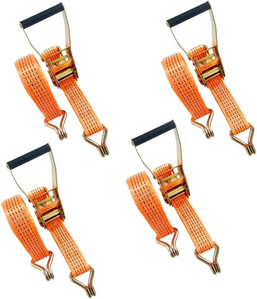 4Pack Ratchet Straps Heavy Duty-2 Inch X 10 Feet, Tie-Down Ratcheting with J-Hook Cargo Straps Tiedown Ratchet for Moving and Transports with Trailers Pickup Flatbed(W4cm/1.57in,L3m/118in)