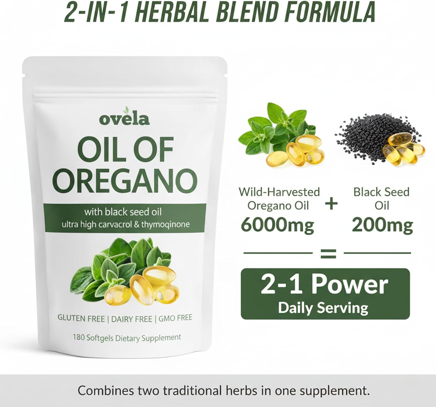 Oil of Oregano with Black Seed Oil Softgels, Fortifyx 4X Strength Carvacrol Oregano Oil & Thymoquinone, Plant Based, Non-GMO