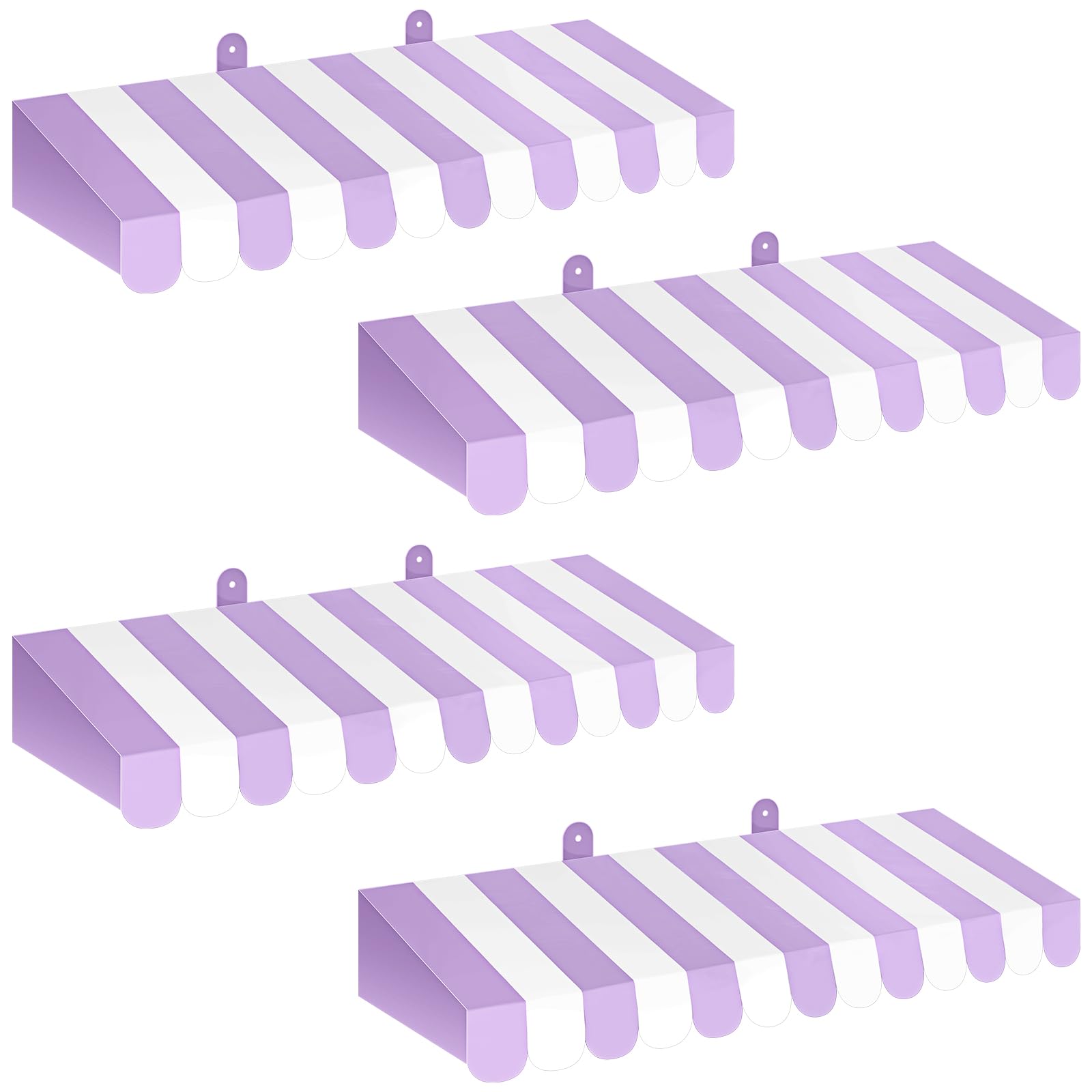Boao 4 Pcs 3D Cardboard Awning Decor,Purple and White,Striped Style