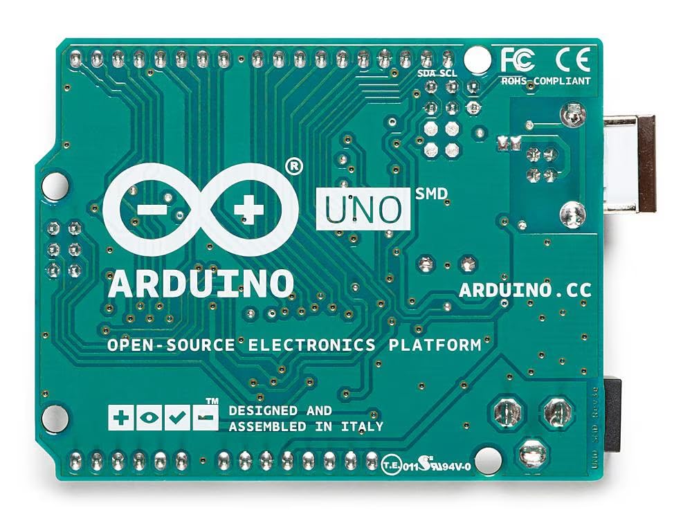 Arduino Uno Rev3 SMD [A000073] - Carte de développement avec microcontrôleur ATmega328P, version SMD, idéale pour projets électroniques, robotique, automatisation et applications DIY avec Arduino IDE.