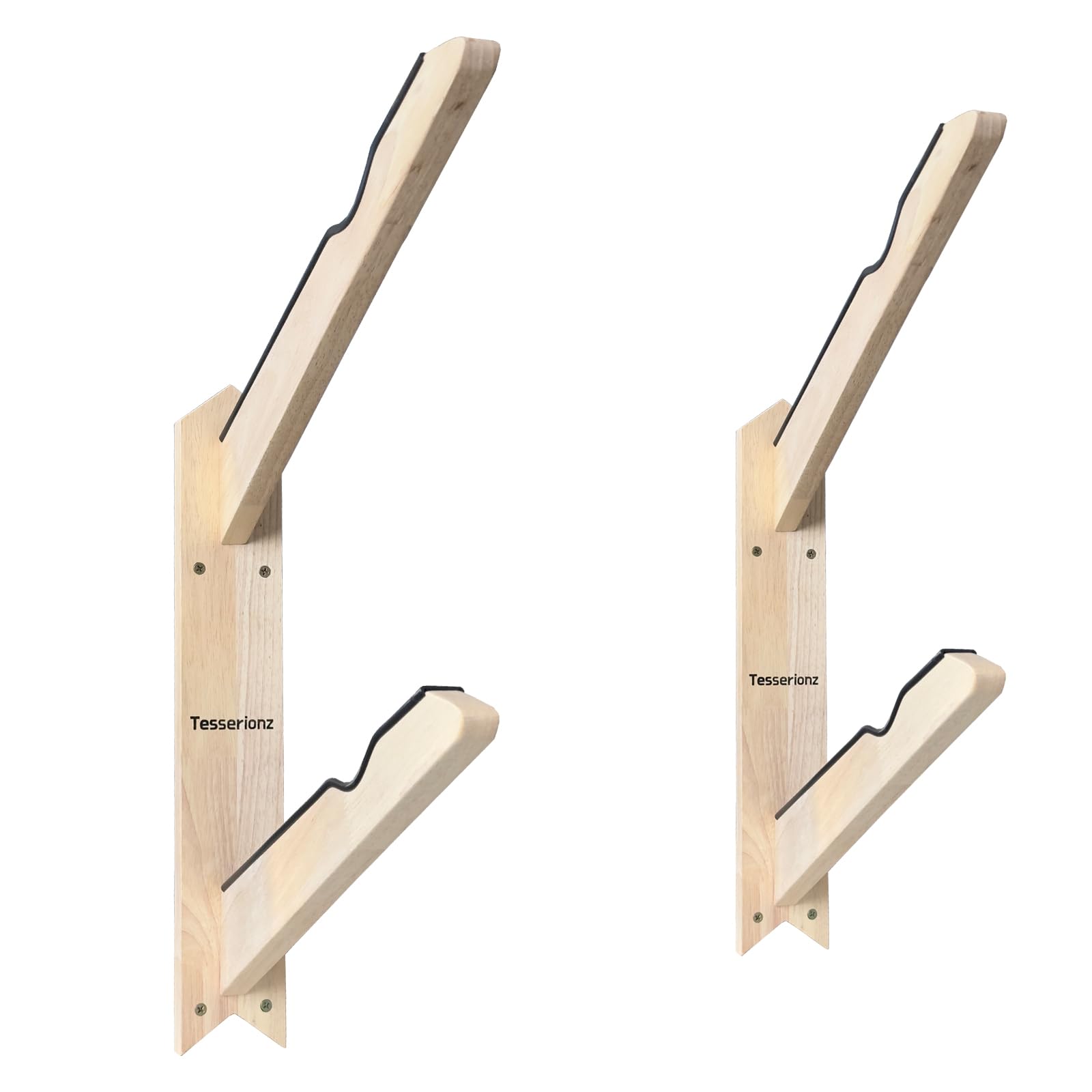 Tesserionz Surboard Racks for The Wall, Shortboard Skimboard& Longboard Sturdy Wood Surf Board Wall Hanger Holder Mount arm Storage Surf Paddle Display Stand Indoor or Outdoor