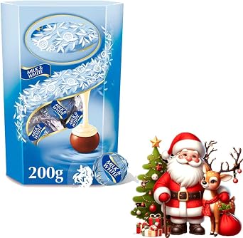 Christmas Variety of Chocolate Truffles Gift Box 200g - Luxuriously Smooth and Delicate Chocolate Shells - ldt Milk & white truffles box 200g