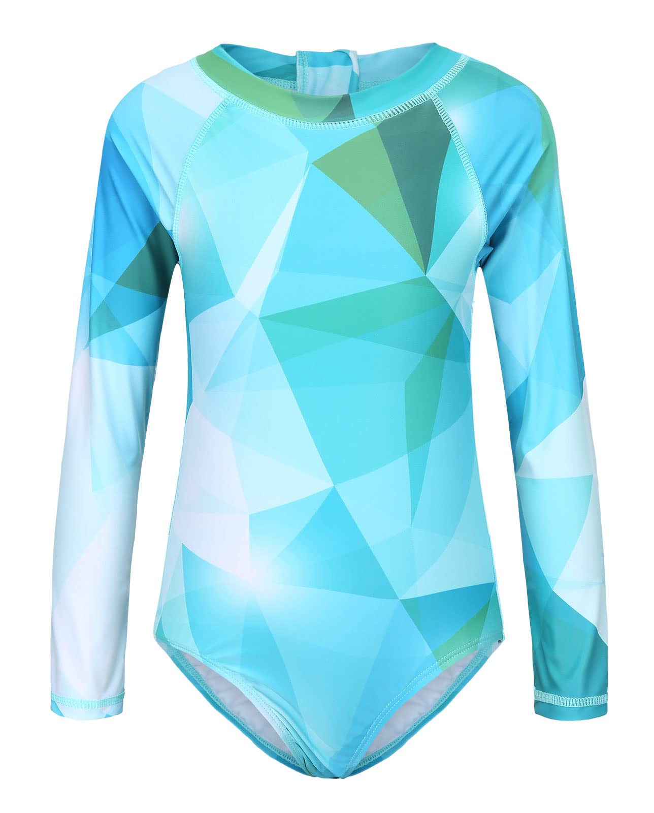 Girls One Piece Rash Guard Long Sleeve Swimsuits for Girls UPF 50+ Sun Protection Bathing Suits 3-16 Years