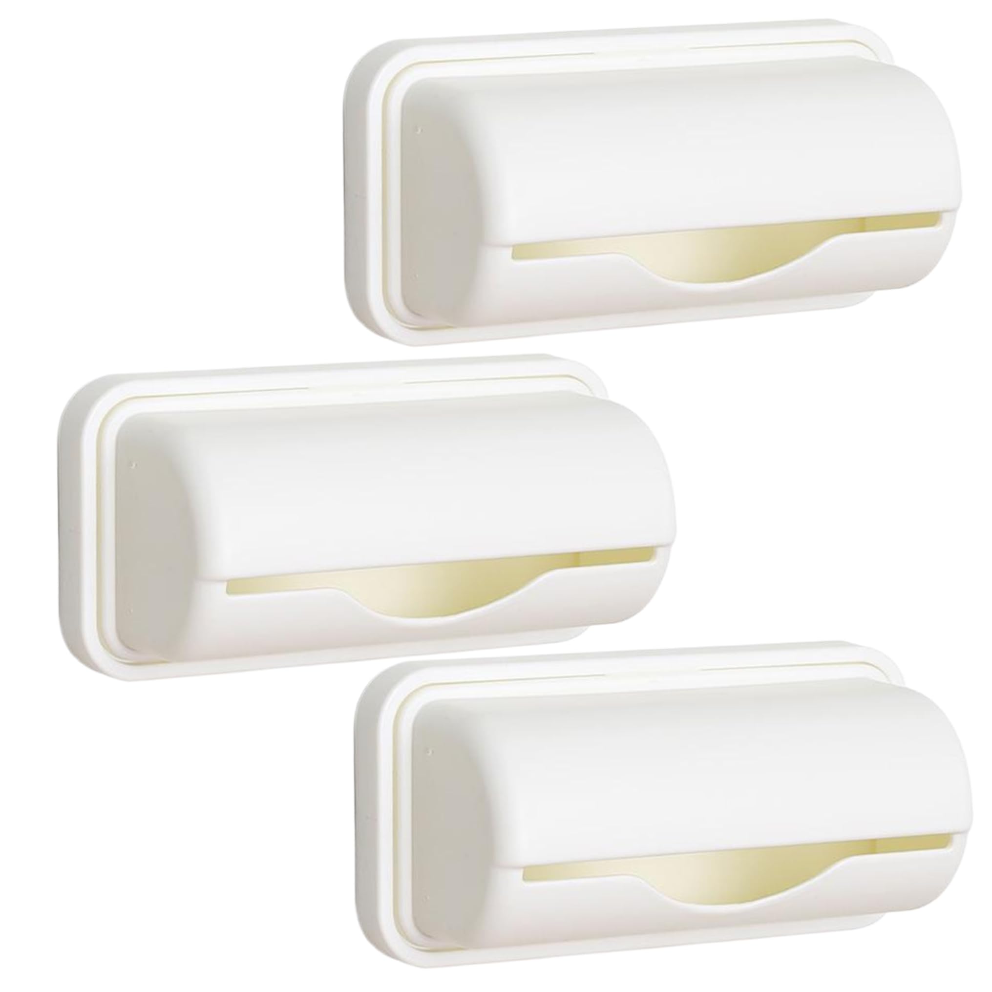 Syglawnd Trash Bag Holder, 3PCS Bag Dispenser 5.9x5.3x2.6'' Adhesive Trash Holder with Large Opening Garbage Dispenser with Smooth Extraction for Kitchen and Bathroom, Garbage