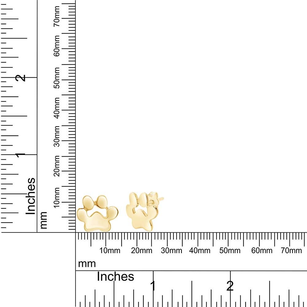 Dog Paw Print Stud Earrings With Push Back Dog Lovers Jewelry For Women In 14k Gold Over Sterling Silver - Image 4