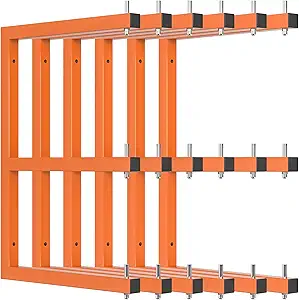 6 PACK Lumber Rack Wall-Mounted Lumber Storage Rack, Heavy Duty Wood Storage Racks With 9-Level System, 1980 LB Sturdy Garage Wood Organizer, Hanging Orange Lumber Metal Racks for Indoor & Outdoor