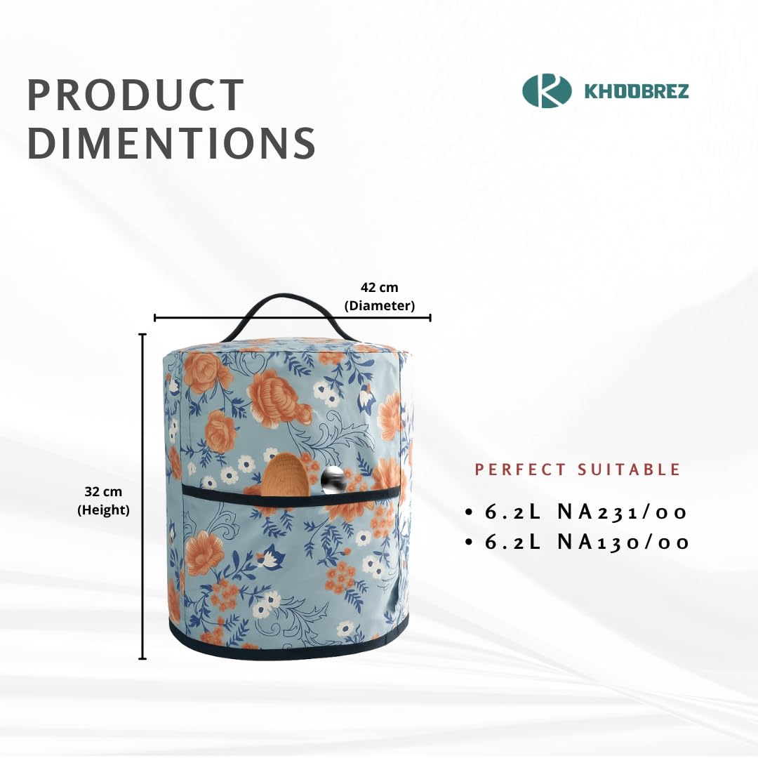 KHOOBREZ Air Fryer Cover for Philips 6.2L NA231/00 | Waterproof & Dustproof Polyester Protector with Handle & Front Pocket | Kitchen Appliance Cover | Grey — Amazon image 2