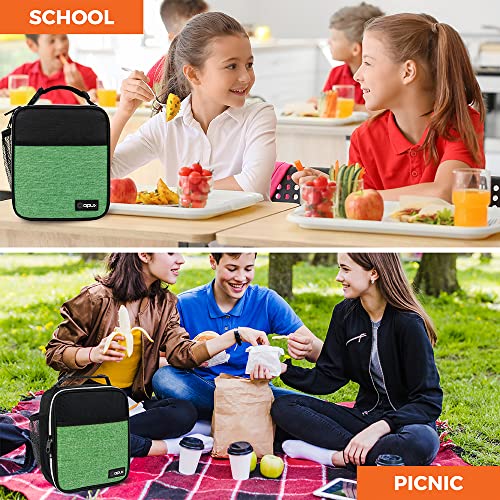 Opux Premium Insulated Lunch Box, Soft School Lunch Bag For Kids Boys Girls, Leakproof Small Lunch Pail Men Women Work, Reusable Compact Cooler Tote Lunchbox For Office Adult, Heather Green #TOP5