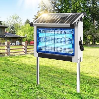 Solar Bug Zapper Outdoor Waterproof, 4500V High Power Cordless Mosquito Zapper with Smart Light Sensor, Dual Solar & USB Rechargeable Insect Killer for Patio, Garden, Backyard, Indoor & Outdoor Use