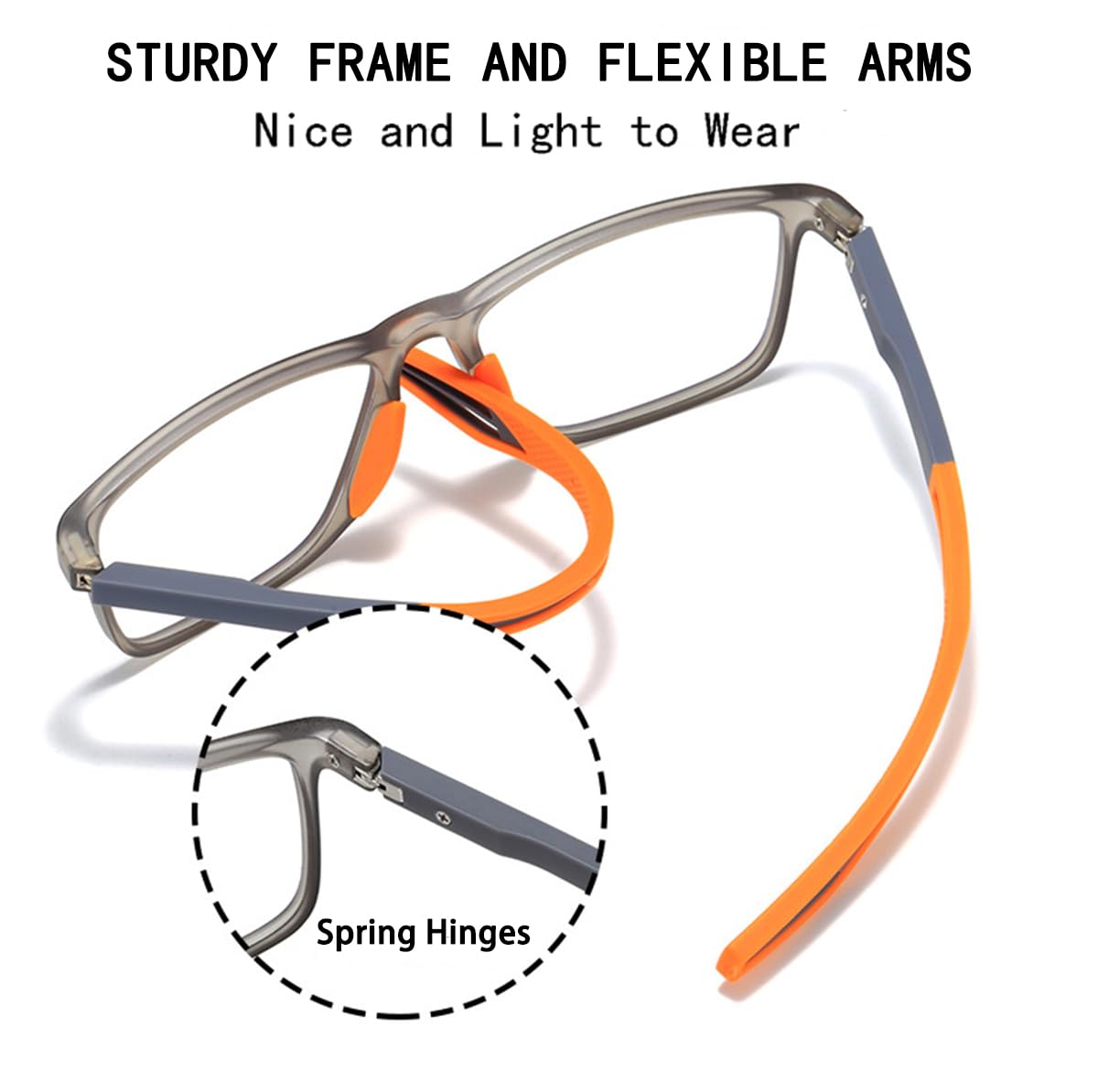 ZUVGEES 2 Pack TR90 Square Sports Reading Glasses for Men and Women(2 works(Black+Red),3.50) - Image 4