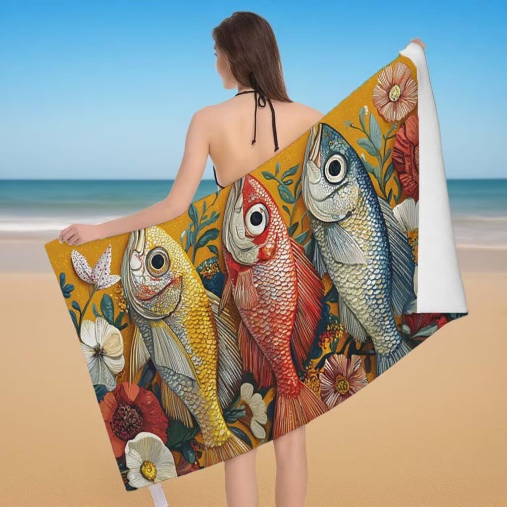 Telo Mare XXL 100x200cm/35x70cm, 2 Set Telo Mare Microfibra Pescare Asciugamano Palestra Uomo, Antisabbia, Leggero, Asciugatura Rapida, Teli da Spiaggia Grandi Accessori per Camping Natation Yoga F-94