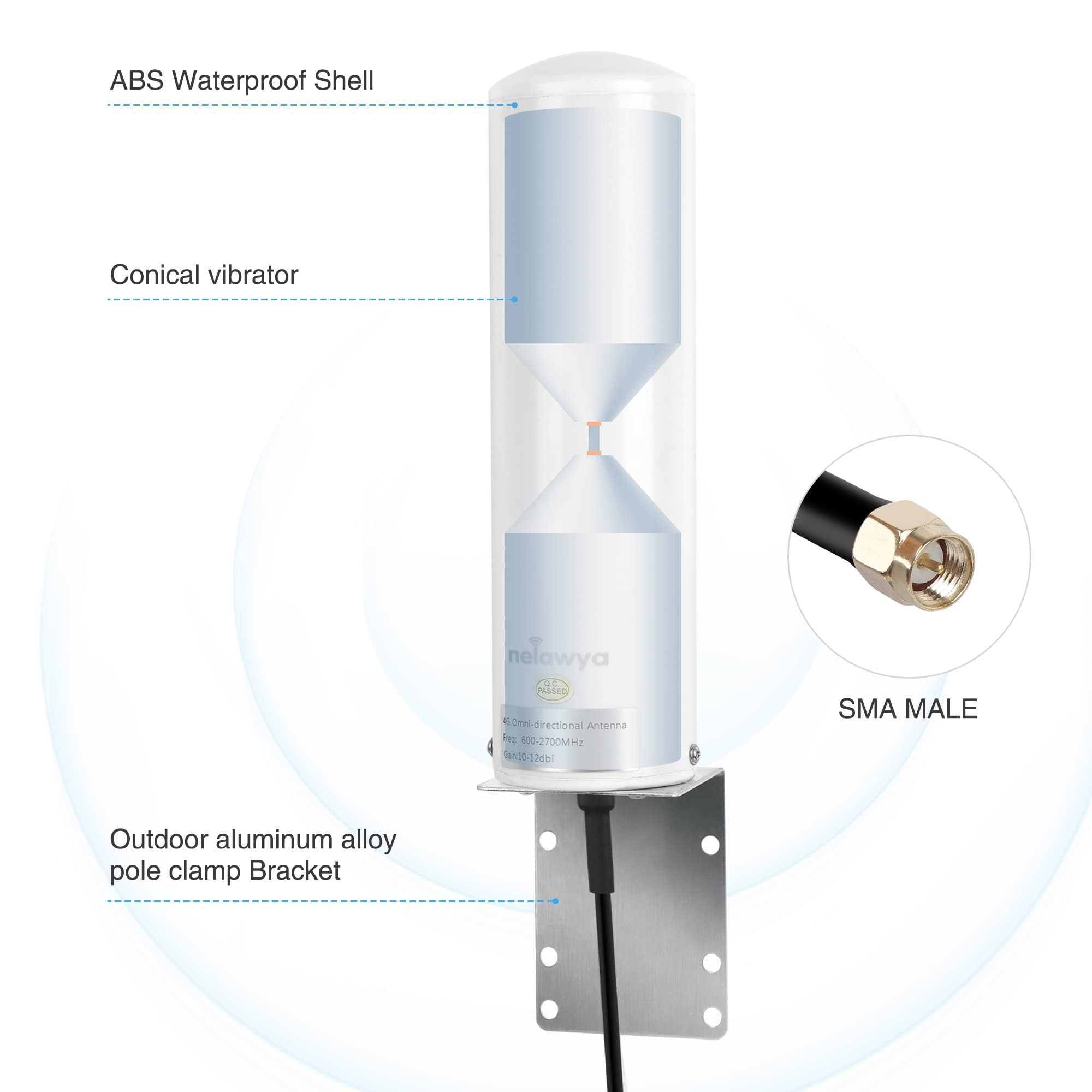 Antenna 4G LTE ad alto guadagno 10-12dBi Antenna esterna a lungo raggio con spina SMA/adattatore doppio connettore TS9 Antenna esterna per Huawei ZTE 4G LTE Hotspot Router Modem Netgear