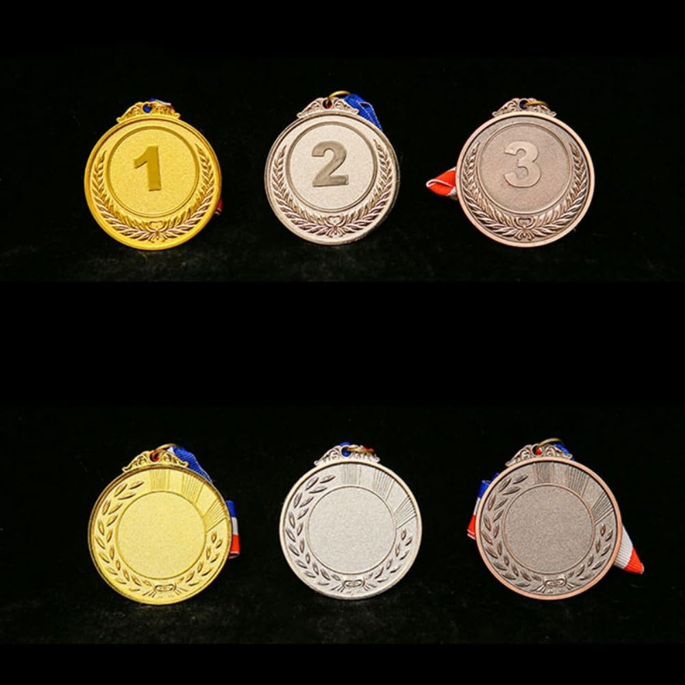3 Pièces Médailles Métal, Médailles Or Argent Bronze Médailles, 1er 2e 3e Médailles Style Olympique avec Rubans, pour Les Activités pour Enfants, Les Jeux, Les Concours, Les Fête