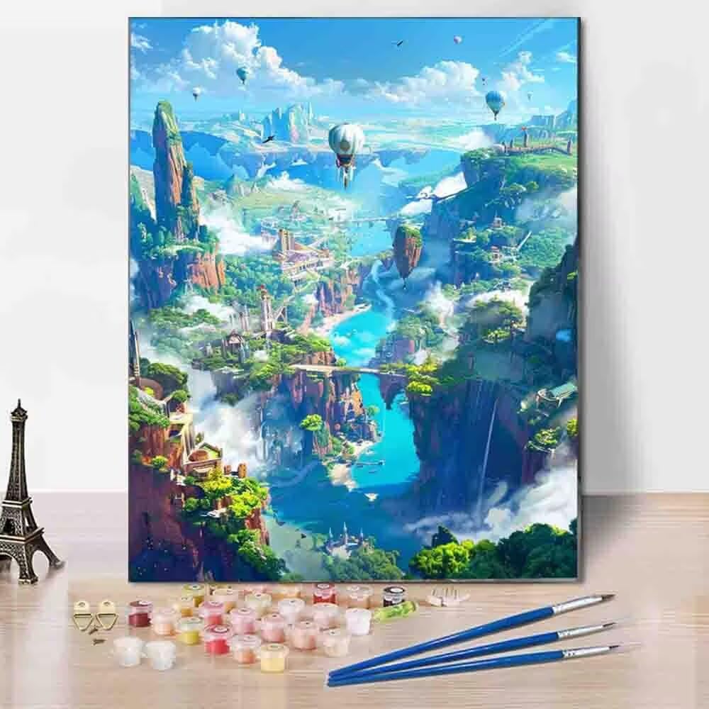 数字油絵 熱気球 Paint by Numbers 風景 ペイントバイナンバー 大人