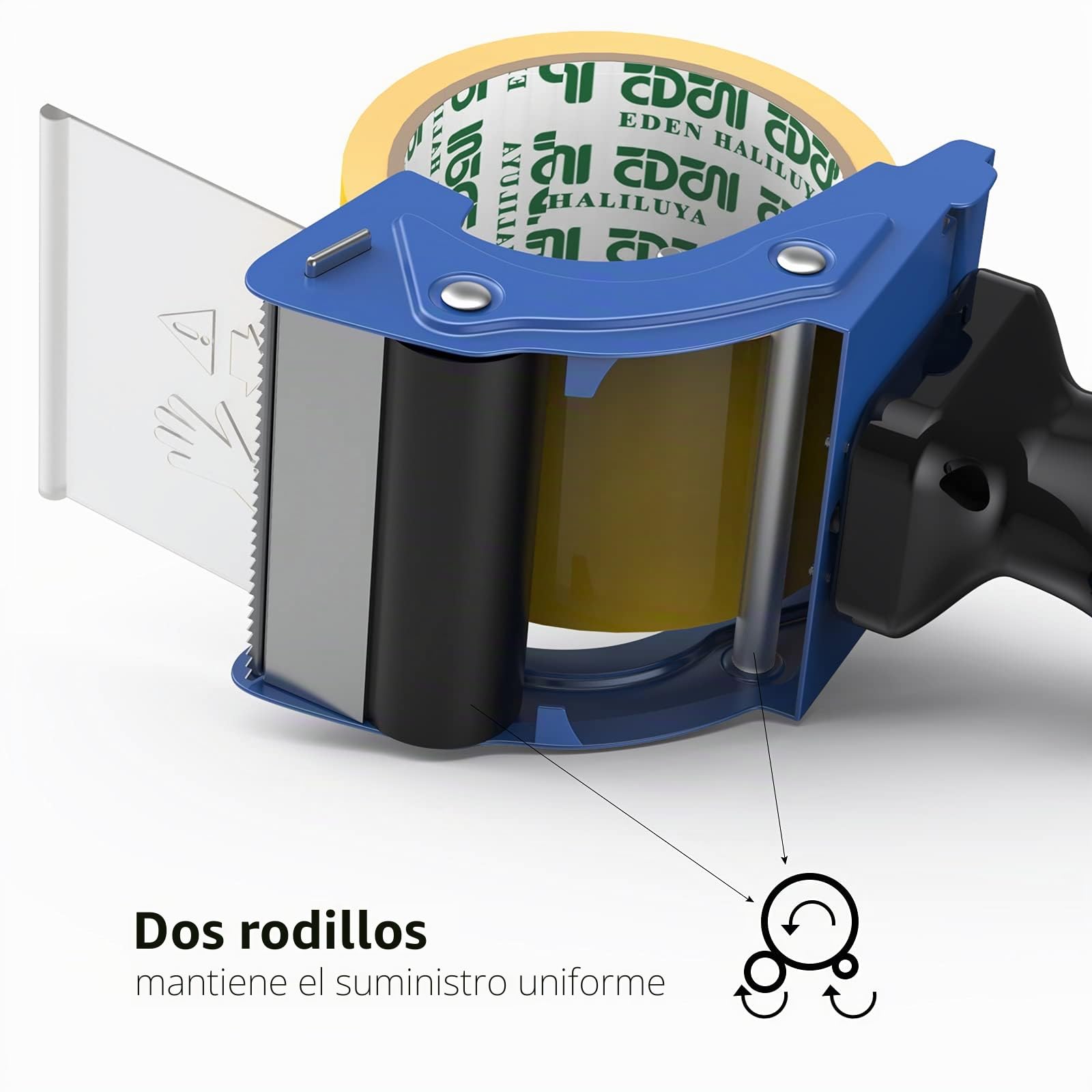 Dispensadores de Cinta Adhesiva con Mango Ergonómico, 75mm Dispensador de Cinta para fácil utilización en trabajos de empaquetado, Azul