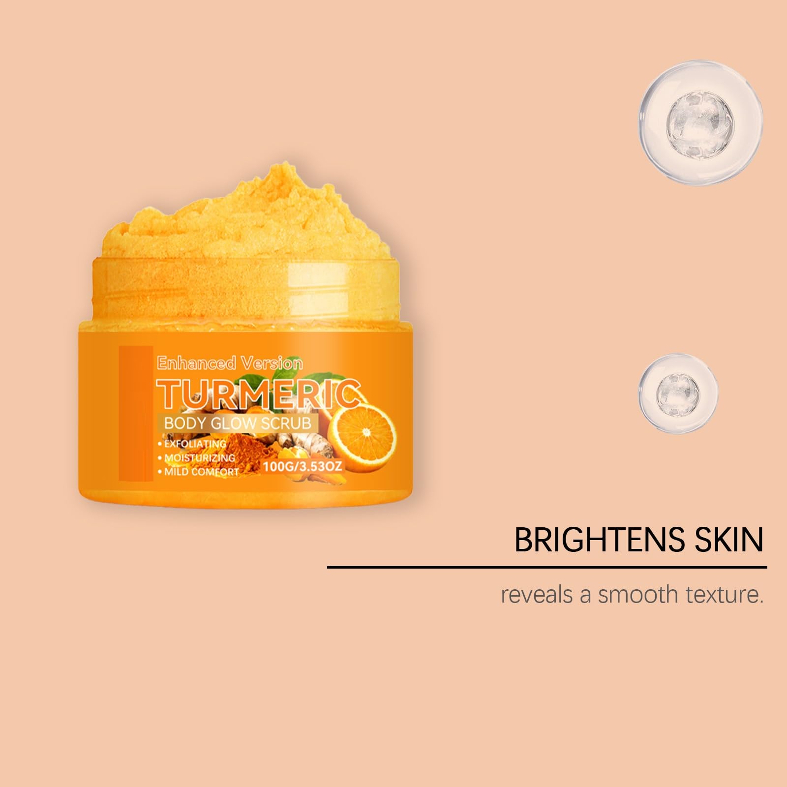 Scrub alla curcuma per il corpo, esfoliante alla curcuma per una carnagione luminosa, alla vitamina C, per una pelle luminosa (5 pezzi)