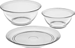 3 Piece Hobnail Glass Serving Dishes, Mixed Sizes, Dishwasher Safe
