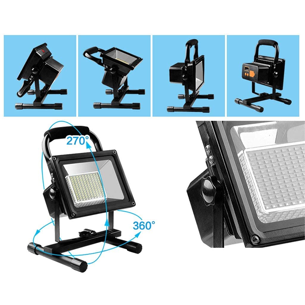 Luce LED ricaricabile da lavoro, proiettore portatile per campeggio, barbecue, emergenza, lampada di proiezione impermeabile IP66, illuminazione spot luminosa per uso domestico ed esterno