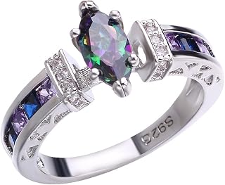 Magtherapy Quartz Slimming Ring, Magnetic Rings For Weight Loss, S925 Multicolor Cubic Zirconia Eternity Ring, Weight Loss Jewelry, 6