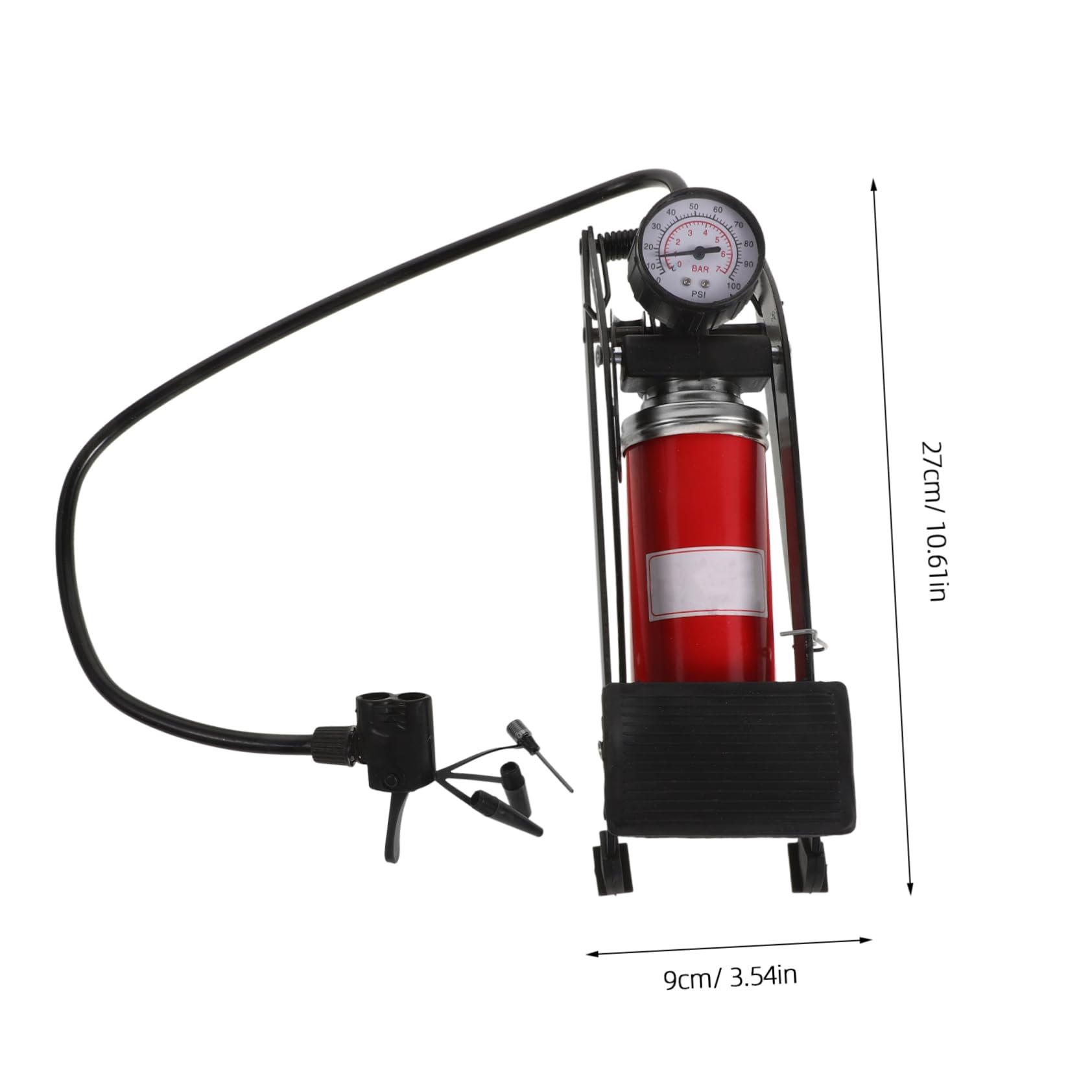 1 pièce Pompe à Pied Multifonctionnelle pour Gonfleur à Haute Pression pour Pneus de Voiture Vélo et Plus avec Manomètre et Design Antidérapant