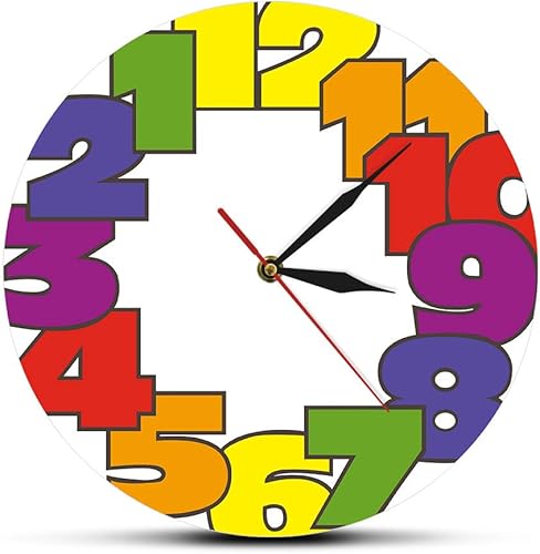 The Geeky Days Reloj de pared con números grandes, 12 pulgadas, moderno, para decoración del hogar, silencioso, sin tictac, acrílico, redondo,