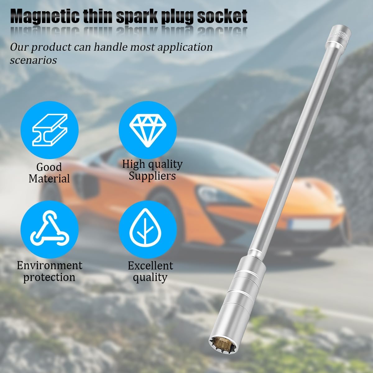 14 mm Long Magnetic Spark Plug Socket, 3/8 Inch Drive image 3