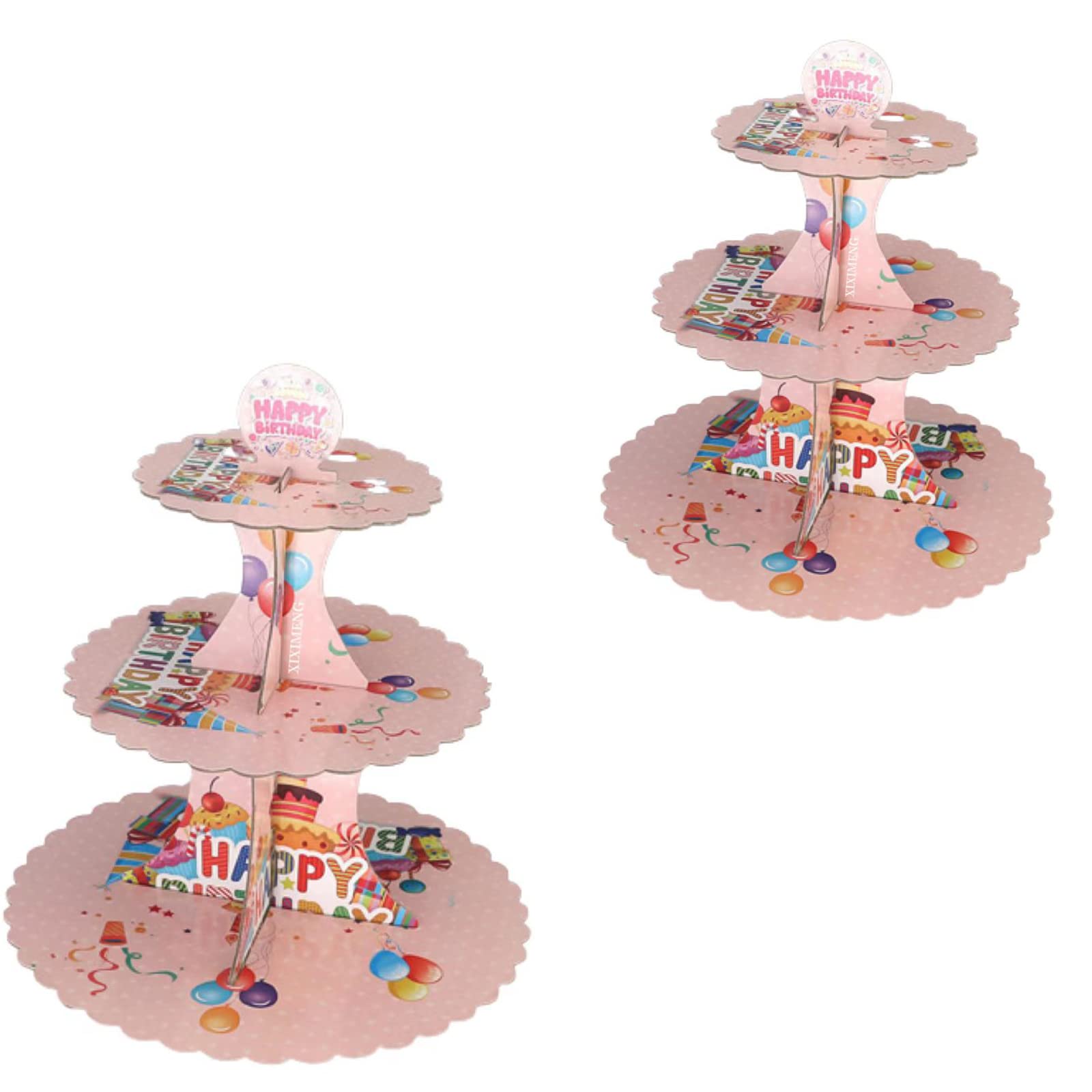 XIXIMENG 2 PACK Cardboard Cupcake Stand 3- Tier lace edge Dessert Stand, Cardboard Cupcake Stand (W-Party)