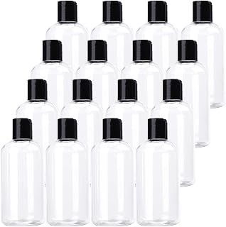 16 Pack 8oz Plastic Squeeze Bottles with Disc Cap, Clear Travel Containers For Shampoo, Lotions, Liquid Body Soap, Creams