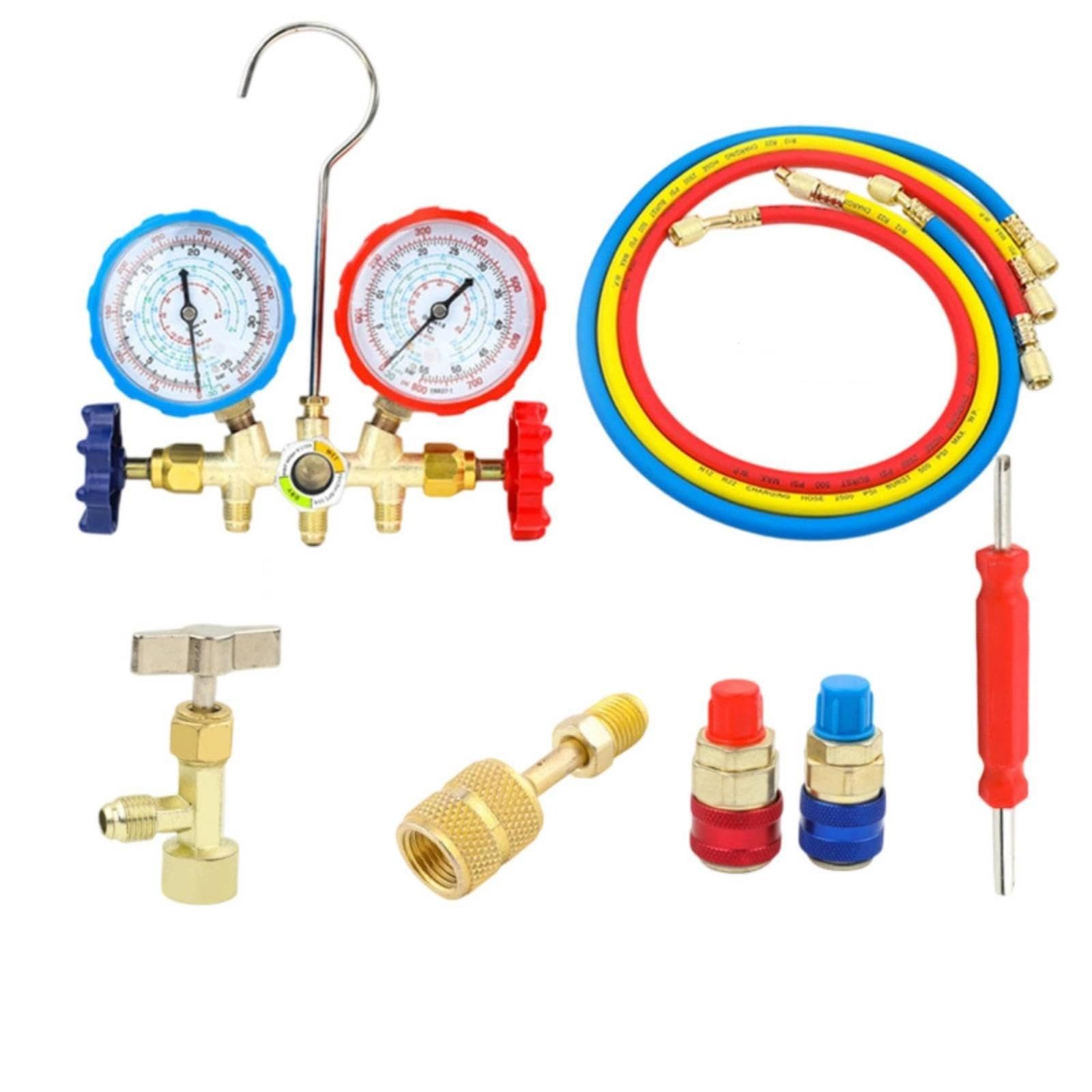 Gauge Set with Hoses Color-Coded Cooling System Gauge Set twoScale Tool for Mechanics, Air Conditioning Service, Refrigeration Maintenance 536 Configuration 2-image-21