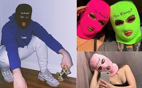 3 Hole Ski Mask Yes Daddy Full Face Balaclava Winter Warmer Outdoor Sports Thermal For Men Women Pink #TOP4