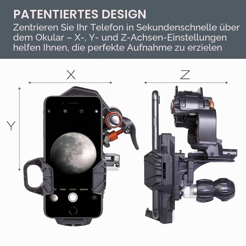 Celestron NexYZ Smartphone Adapter, Schwarz, Universal & 94119-A 1,25'' Mondfilter