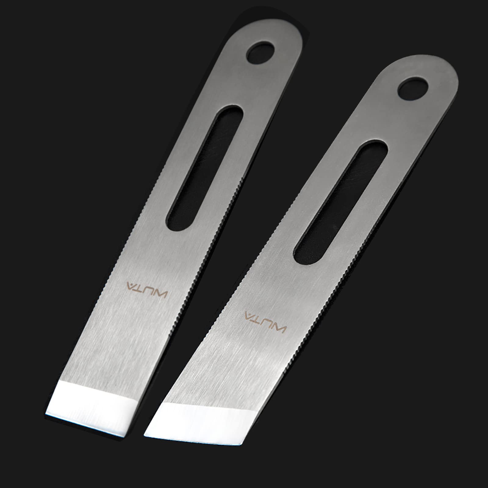 WUTA Leather Thinning Knife Skiving Tools 420B Martensitic Stainless Steel Professional Design DIY Craft Cutting Sharp Leathercraft Cutting Round/Flat/Slanted Blade, Right/Left Handed-picture-10
