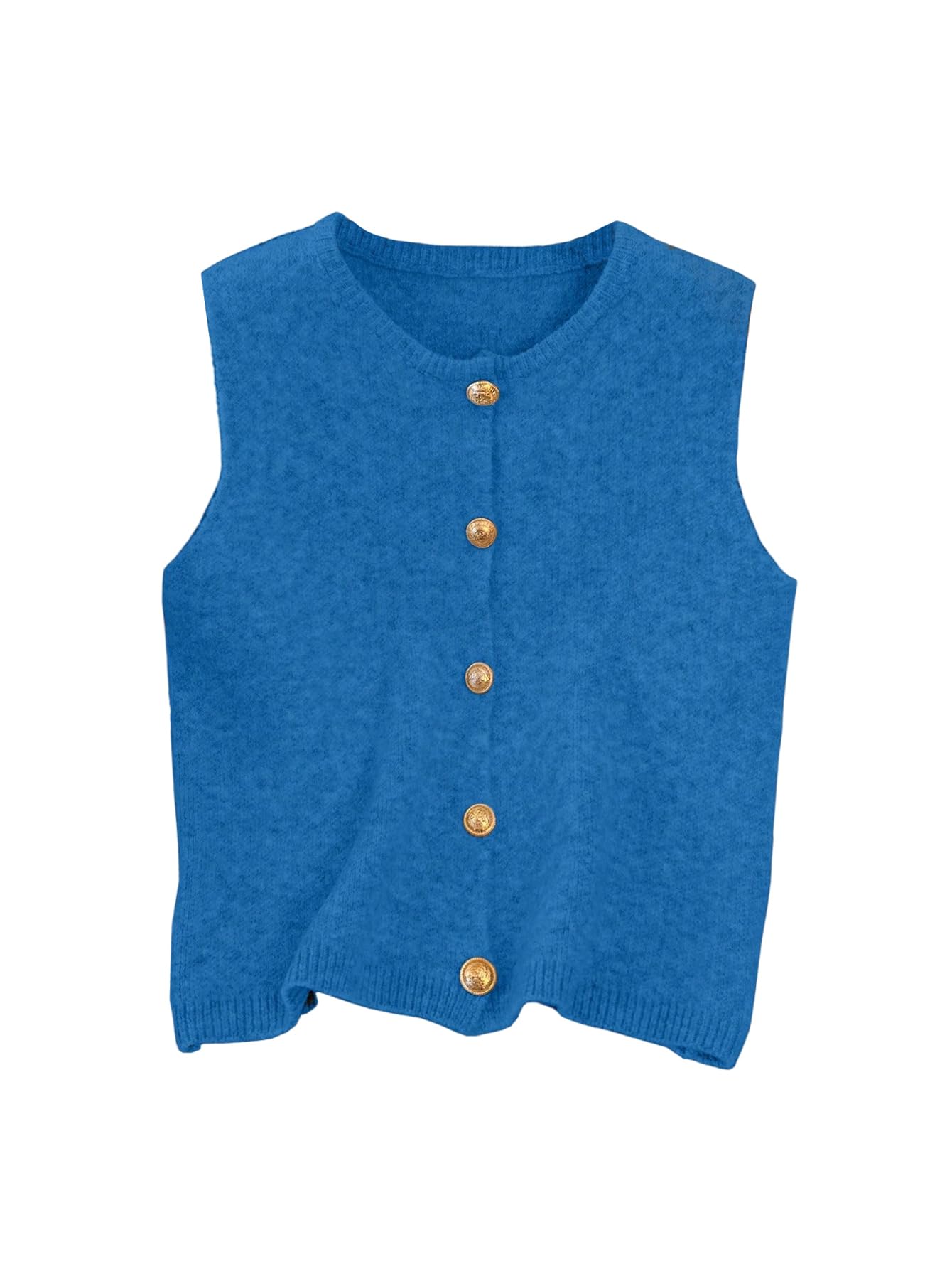 RoseSeek Women's Button Down Sweater Vest Sleeveless Crewneck Knit Knitwear