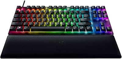 Razer Huntsman V2 Tenkeyless (Red Switch) - Clavier de Jeu Optique sans pavé numérique (commutateurs optiques linéaires, Capuchons de Touches PBT doubleshot, Repose-Poignet) QWERTZ DE Layout| Noir