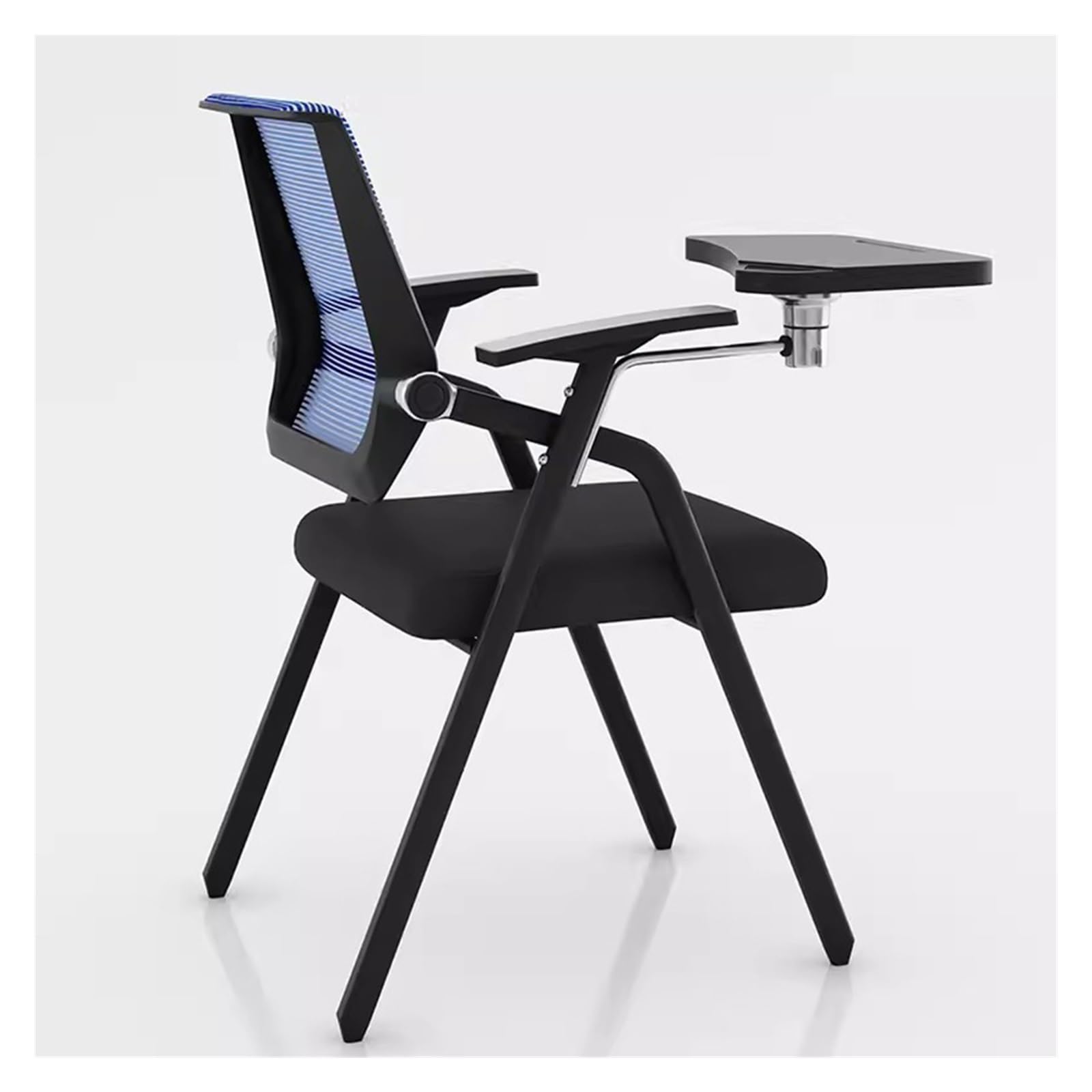 MYUYEE Mesh Folding Student Chair With Desk Attached,Office Chairs With Lumbar Support,Foldable Computer Desk Chair With Tablet Arm Writing Board Metal Frame