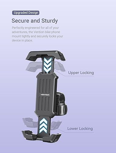 Miniatura 4 de VENTION Soporte de teléfono móvil para bicicleta, soporte de teléfono para bicicleta, bloqueo automático 1s, rotación de 360 militar antivibración,