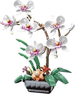 Beberlu Orchid Collection Flower Building Set, DIY Plant Creative Building Blocks Kit Phalaenopsis Potted for Office Home Décor, Botanical Collection for Adults, Mother's Day Valentines Birthday Gifts 581 PCS