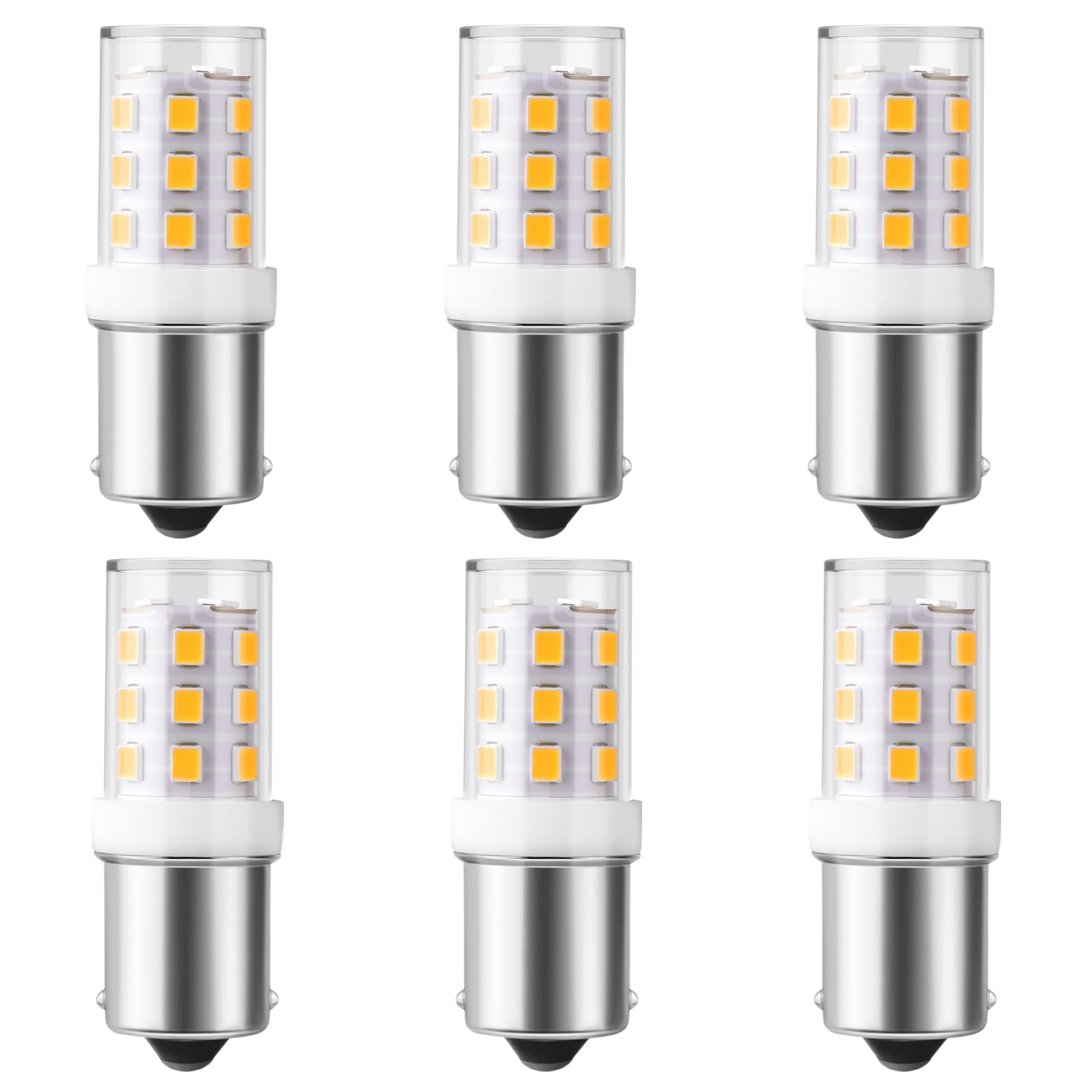 6-Pack BA15S 1156 LED 12Volt Landscape RV Camper Interior Light Bulbs,1141 7506 1003 LED Bulb 2700k Warm White, Bayonet Single Contact Base, BA15S Bulbs for Marine Boat Trailer Lights