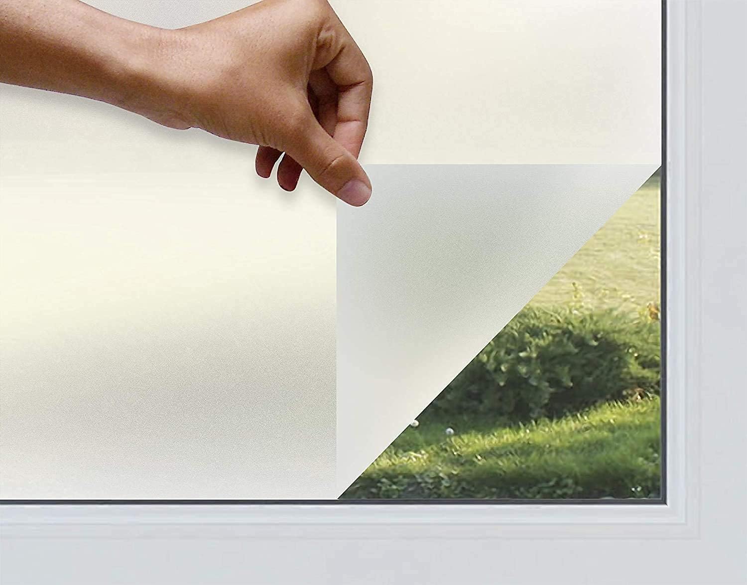 WISDOM 100% Privacy Vinyl Frosted Window Self Adhesive Glass Film Static Cling Glass Film No Glue Anti-UV Window Sticker Non Adhesive (24" by 200" inches, 100% Privacy Frosted)