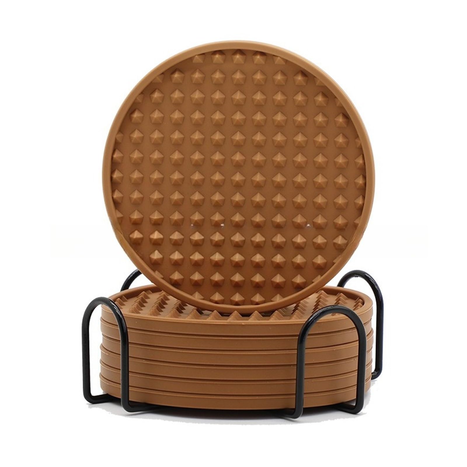 Silicone Coaster 6PC Silicone Drink Coasters With Holder, Outdoor Cup Mat For Hot Or Cold Drinks, Coffee Thickened, Non-Slip(7)