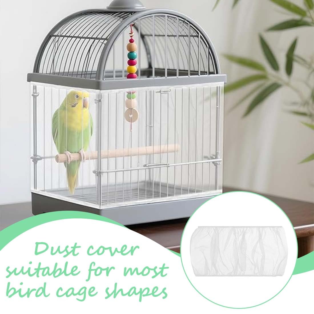 Copertura Gabbia Pappagalli In Rete Nylon, Catturasemi Per Gabbie Uccelli Ventilata Antipolvere, Altezza 20 Cm Circonferenza 80-110 Cm, 1 Pezzo Bianco